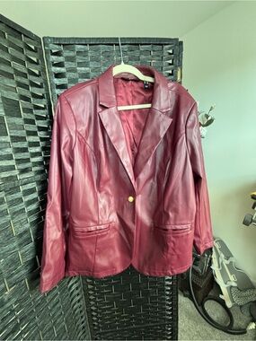 Gilli Women's Red Faux Leather Single-Button Blazer